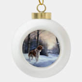 Brittany Spaniel Let It Snow Weihnachten Keramik Kugel-Ornament (Vorderseite)