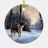 Brittany Spaniel Let It Snow Weihnachten Keramik Ornament (Vorne)