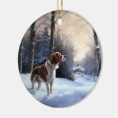 Brittany Spaniel Let It Snow Weihnachten Keramik Ornament (Links)