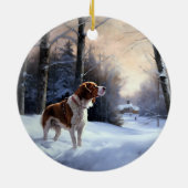 Brittany Spaniel Let It Snow Weihnachten Keramik Ornament (Hinten)