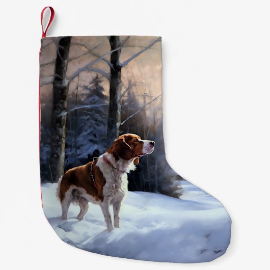 Brittany Spaniel Let It Snow Weihnachten Kleiner Weihnachtsstrumpf (Vorderseite)