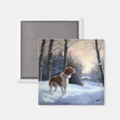 Brittany Spaniel Let It Snow Weihnachten Magnet (Vorderseite/Rückseite)