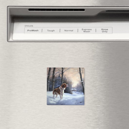 Brittany Spaniel Let It Snow Weihnachten Magnet (In Situ (Geschirrspüler))