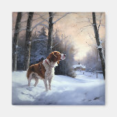 Brittany Spaniel Let It Snow Weihnachten Magnet (Vorne)