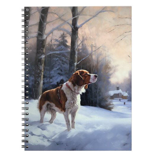 Brittany Spaniel Let It Snow Weihnachten Notizblock (Vorderseite)