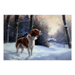 Brittany Spaniel Let It Snow Weihnachten Poster