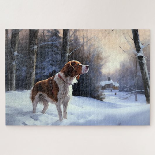 Brittany Spaniel Let It Snow Weihnachten Puzzle (Horizontal)