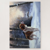 Brittany Spaniel Let It Snow Weihnachten Puzzle (Vertikal)