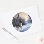 Brittany Spaniel Let It Snow Weihnachten Runder Aufkleber (Umschlag)