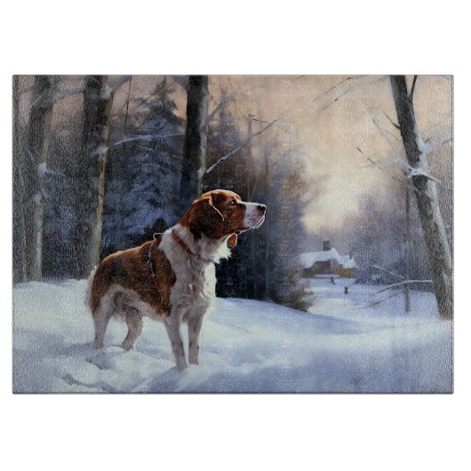 Brittany Spaniel Let It Snow Weihnachten Schneidebrett (Vorderseite)