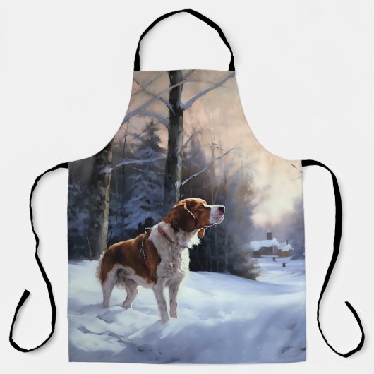 Brittany Spaniel Let It Snow Weihnachten Schürze (Vorderseite)