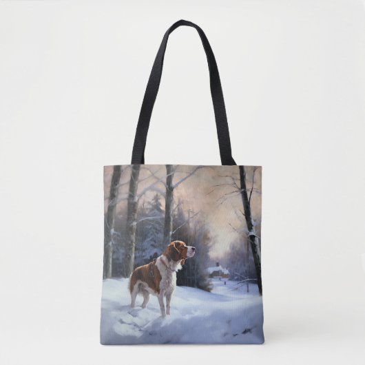 Brittany Spaniel Let It Snow Weihnachten Tasche (Vorderseite)