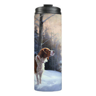 Brittany Spaniel Let It Snow Weihnachten Thermosbecher