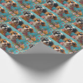 Brittany Spaniel mit Herz-Rose Valentinstag Geschenkpapier (Ecke)