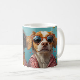 Brittany Spaniel mit Herz-Rose Valentinstag Kaffeetasse