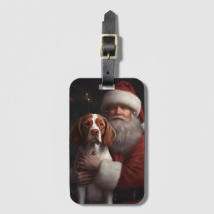 Brittany Spaniel mit Santa Claus Weihnachten Gepäckanhänger