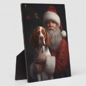 Brittany Spaniel mit Weihnachten im Weihnachtsmann Fotoplatte (Seite)