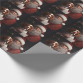 Brittany Spaniel mit Weihnachten im Weihnachtsmann Geschenkpapier (Ecke)