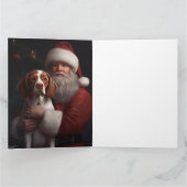 Brittany Spaniel mit Weihnachten im Weihnachtsmann Karte (Innenseite)
