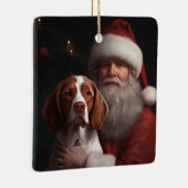 Brittany Spaniel mit Weihnachten im Weihnachtsmann Keramikornament (Rechts)