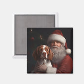 Brittany Spaniel mit Weihnachten im Weihnachtsmann Magnet (Vorderseite/Rückseite)
