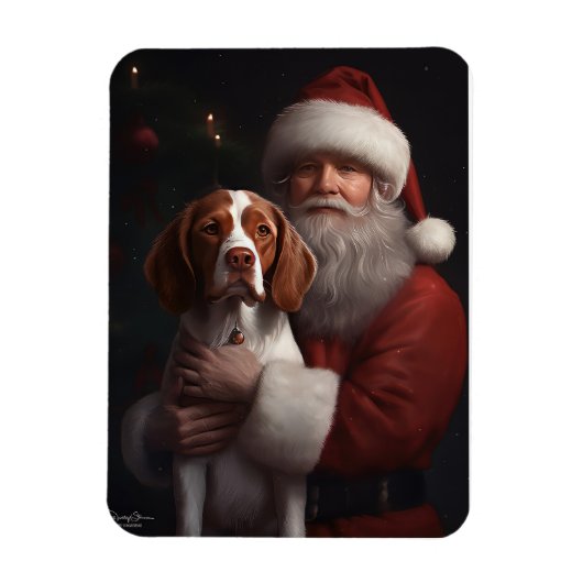Brittany Spaniel mit Weihnachten im Weihnachtsmann Magnet (Vertikal)