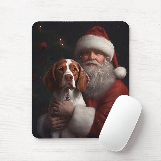Brittany Spaniel mit Weihnachten im Weihnachtsmann Mousepad (Mit Mouse)