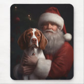 Brittany Spaniel mit Weihnachten im Weihnachtsmann Mousepad (Vorne)