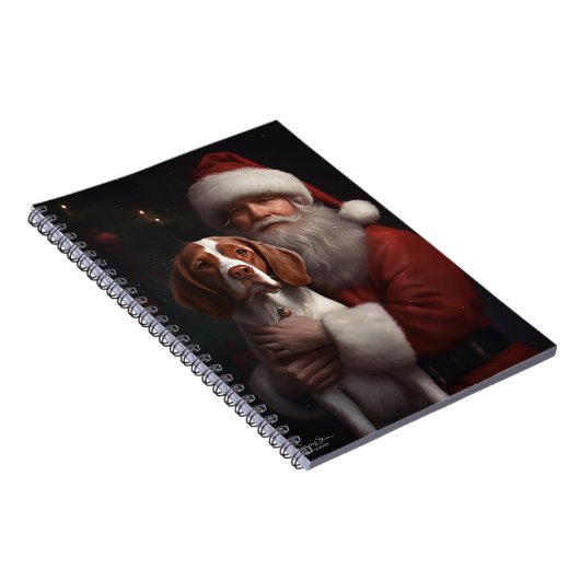 Brittany Spaniel mit Weihnachten im Weihnachtsmann Notizblock (Rechte Seite)