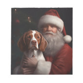 Brittany Spaniel mit Weihnachten im Weihnachtsmann Notizblock (Vorderseite)