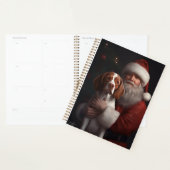 Brittany Spaniel mit Weihnachten im Weihnachtsmann Planer (Anzeige)