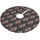 Brittany Spaniel mit Weihnachten im Weihnachtsmann Polyester Weihnachtsbaumdecke (Schrägansicht)