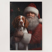 Brittany Spaniel mit Weihnachten im Weihnachtsmann Puzzle (Vertikal)
