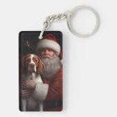 Brittany Spaniel mit Weihnachten im Weihnachtsmann Schlüsselanhänger (Rückseite)
