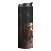 Brittany Spaniel mit Weihnachten im Weihnachtsmann Thermosbecher (Nach links gedreht)
