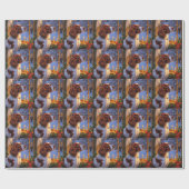 Brittany Spaniel mit Weihnachtsbeleuchtung Feierta Geschenkpapier (Flach)
