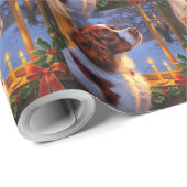 Brittany Spaniel mit Weihnachtsbeleuchtung Feierta Geschenkpapier (Rolleneckpunkt)
