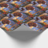Brittany Spaniel mit Weihnachtsbeleuchtung Feierta Geschenkpapier (Ecke)
