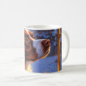 Brittany Spaniel mit Weihnachtsbeleuchtung Feierta Kaffeetasse (VorderseiteRechts)