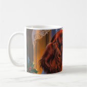 Brittany Spaniel mit Weihnachtsbeleuchtung Feierta Kaffeetasse (Links)