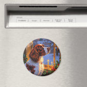 Brittany Spaniel mit Weihnachtsbeleuchtung Feierta Magnet (In Situ (Geschirrspüler))