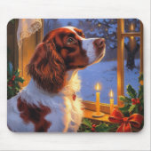 Brittany Spaniel mit Weihnachtsbeleuchtung Feierta Mousepad (Vorne)
