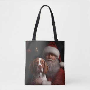 Brittany Spaniel mit Weihnachtsmann Weihnachten Tasche