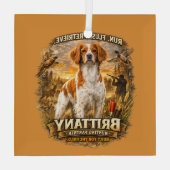 Brittany Spaniel Ornament Aus Glas (Rückseite)