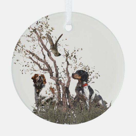 Brittany Spaniel Ornament Aus Glas (Rückseite)