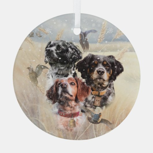 Brittany Spaniel Ornament Aus Glas (Rückseite)