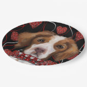 Brittany Spaniel Pappteller (Schrägansicht)