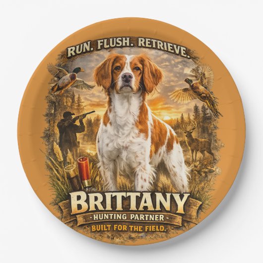 Brittany Spaniel Pappteller (Vorderseite)