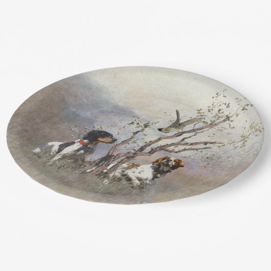 Brittany Spaniel Pappteller (Schrägansicht)