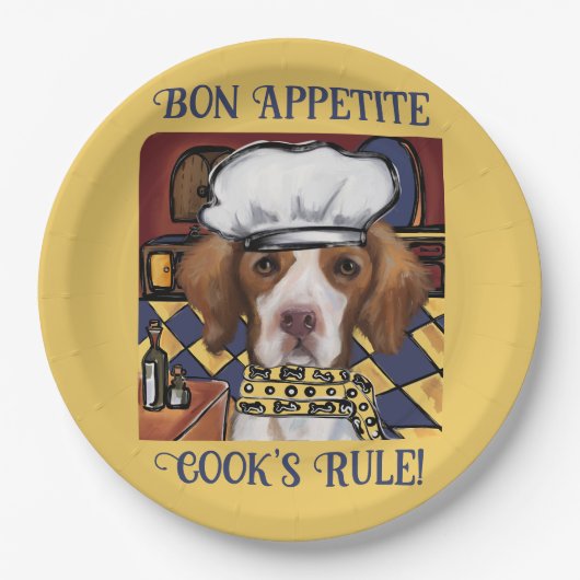 Brittany Spaniel Pappteller (Vorderseite)